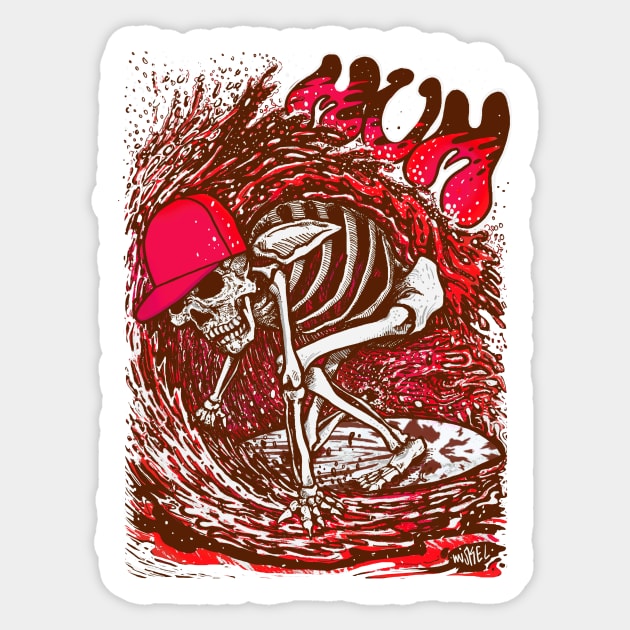 Surfer Skeleton by miskedesign Sticker by miskel